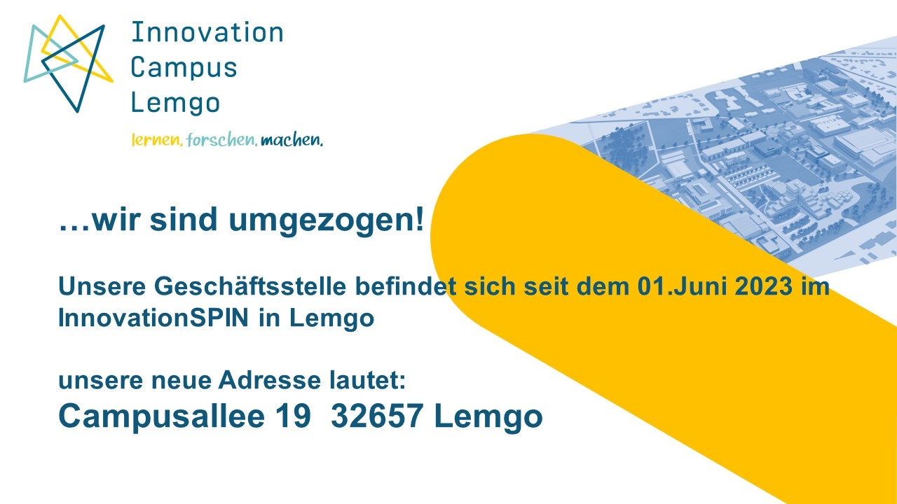 Geschäftsstelle des Innovation Campus Lemgo e.V. ist umgezogen!